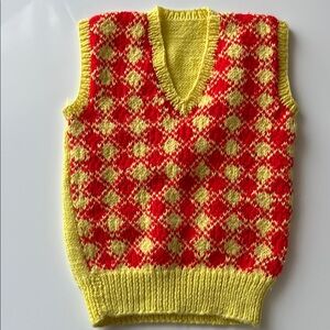 Vintage Argyle Hand Knit Sweater Vest